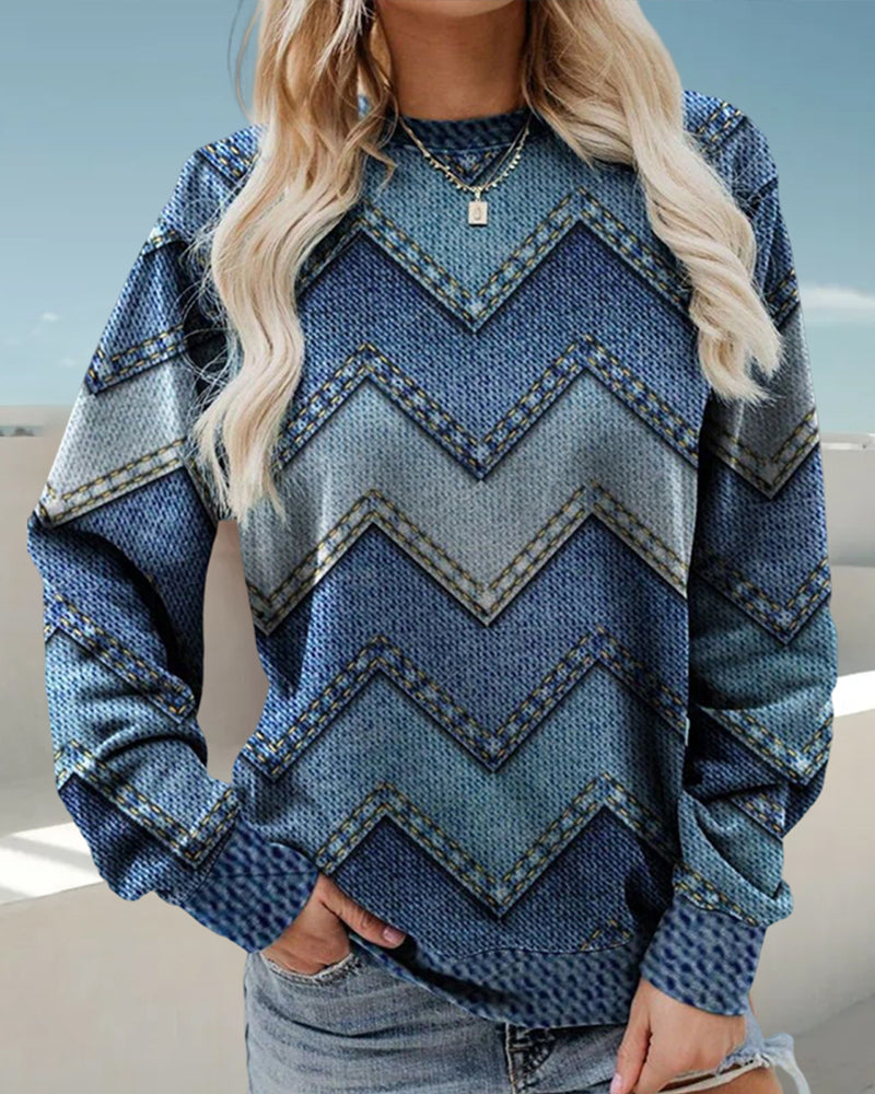 Sweatshirt met geometrisch patroon - Alora