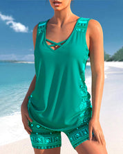 Tankini set met geometrische print en V-halslijn - Kyrie