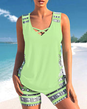 Tankini set met geometrische print en V-halslijn - Kyrie