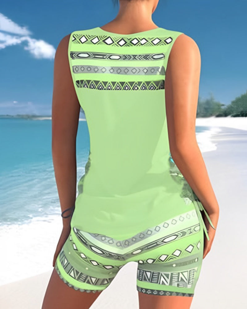 Tankini set met geometrische print en V-halslijn - Kyrie