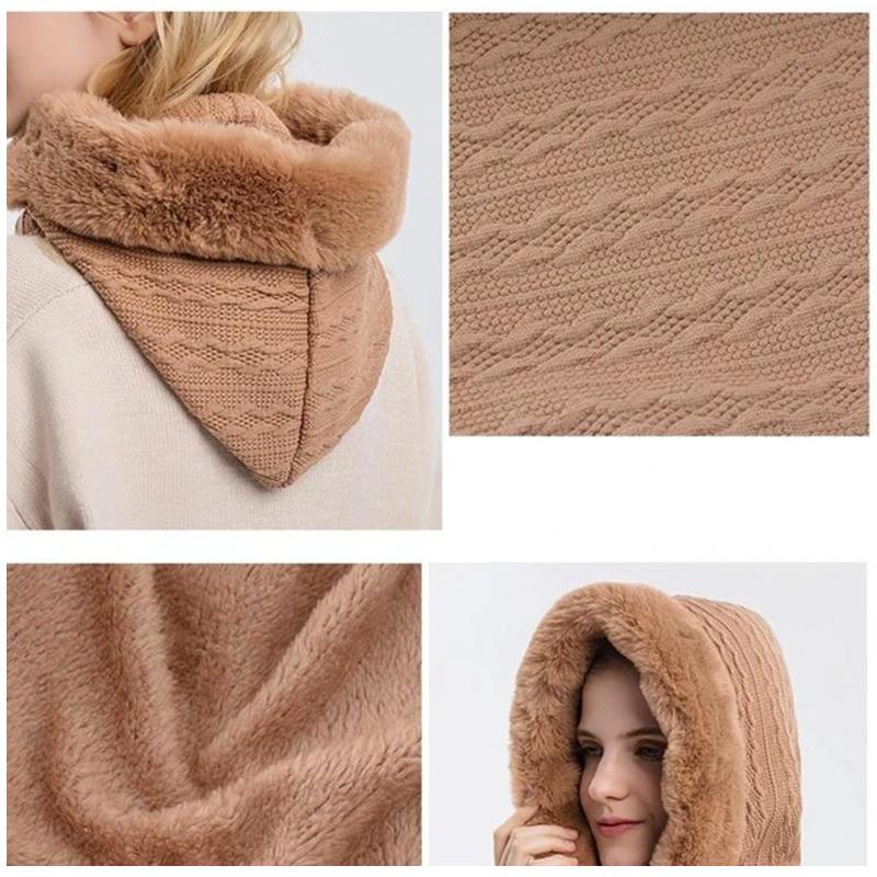 Warme fluffy sjaal hoodie - Sabrina