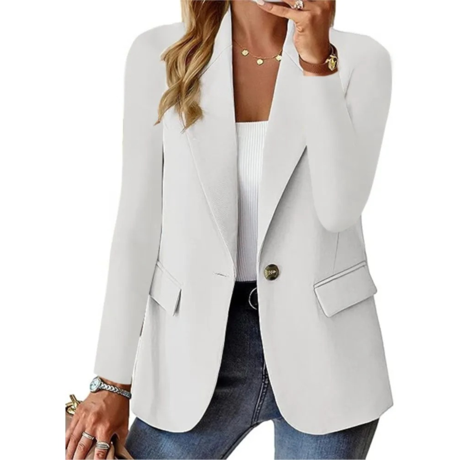 Casual elegante slim fit blazer met gesp - Essie