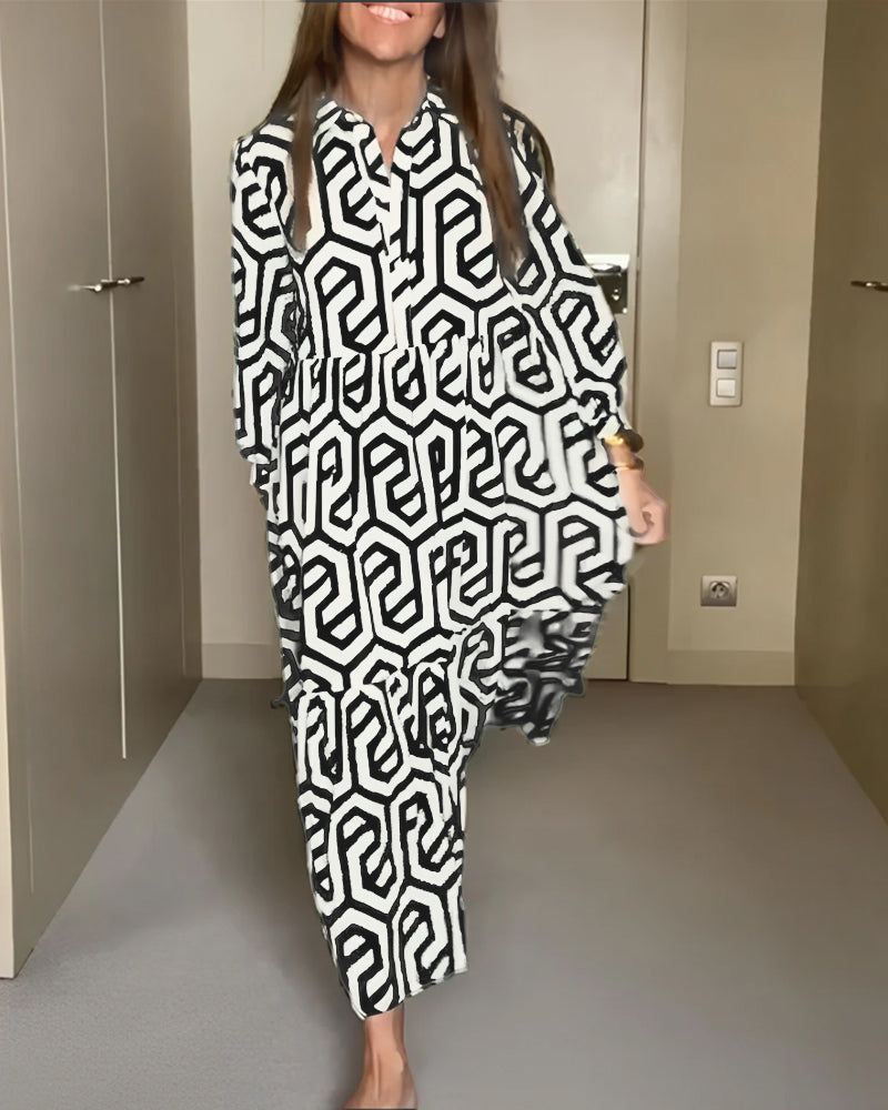 Zini - Jurk met geometrische print met negen punten