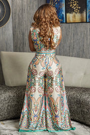 Mias - Glamoureuze jumpsuit met wijde pijpen en paisleyprint