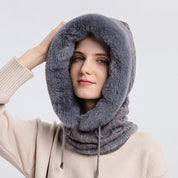 Warme fluffy sjaal hoodie - Sabrina