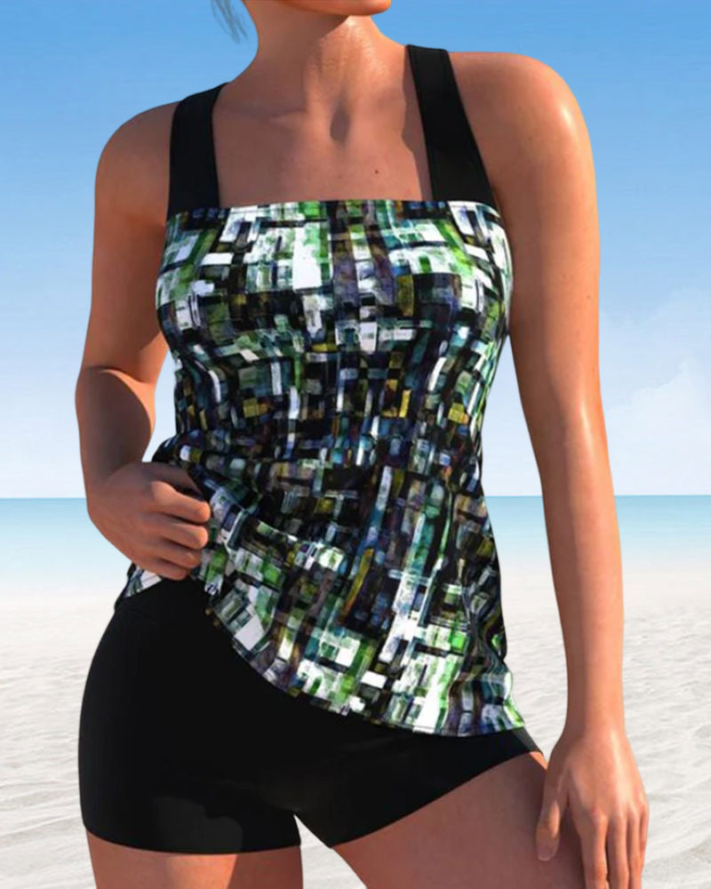 Tankini's met vierkante hals en print - Monaco