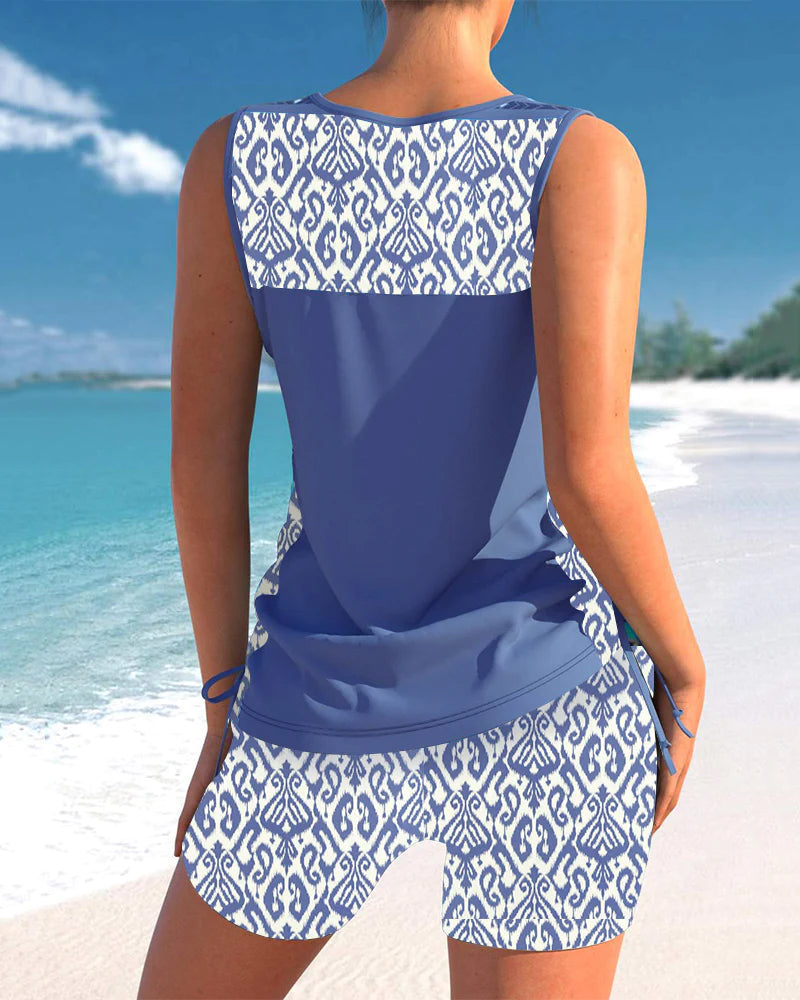 Tankini set met geometrische print en V-halslijn - Kyrie