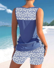 Tankini set met geometrische print en V-halslijn - Kyrie