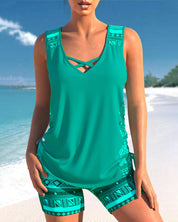 Tankini set met geometrische print en V-halslijn - Kyrie