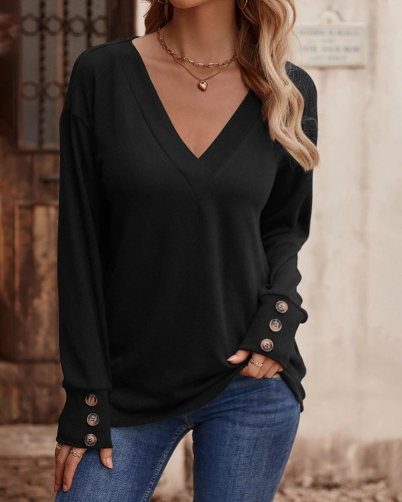 Casual effen kleur top - Kayso