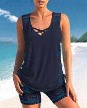 Tankini set met geometrische print en V-halslijn - Kyrie