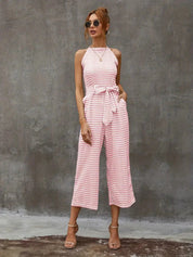 Ariel Gestreepte jumpsuit | Mouwloze jumpsuit met riem