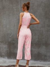 Ariel Gestreepte jumpsuit | Mouwloze jumpsuit met riem