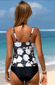 Ada - bloemenprint tankini set met strik aan de voorkant