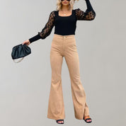 Trendy corduroy uitlopende broek - Janiya