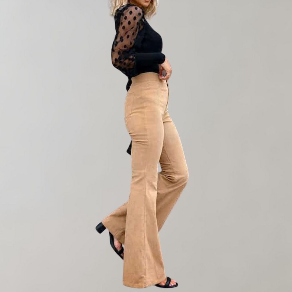 Trendy corduroy uitlopende broek - Janiya