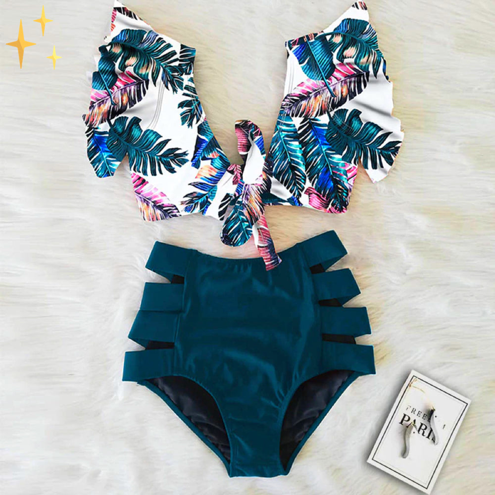 Florami - Bikini Set met Hoge Taille Broekje en Ruffle Top voor een Fun en Flirty Look