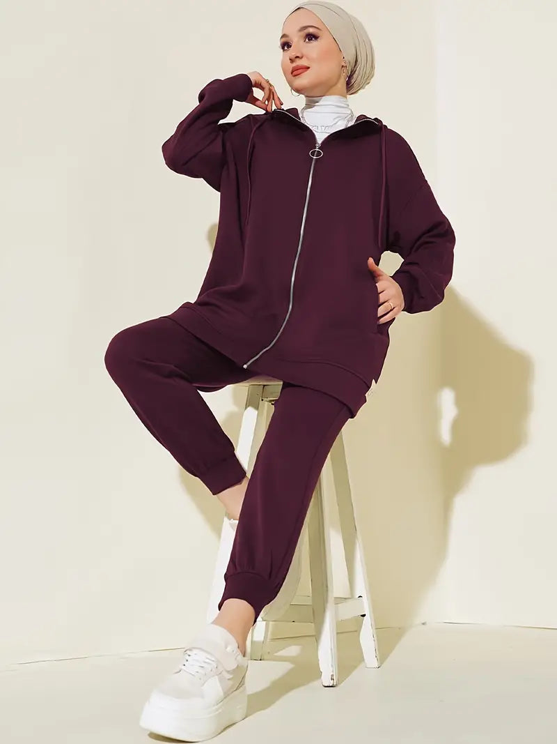 Casual gebreide hoodie tweedelige set - Elora