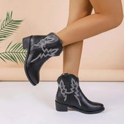 PU-leren lage hak anti-slip dames cowboylaarzen - Lilith