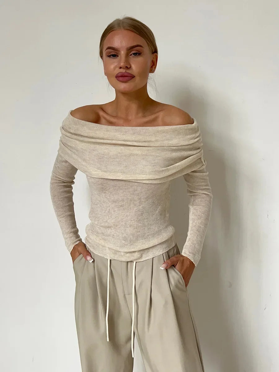 Off-shoulder Gebreide trui - Lilah