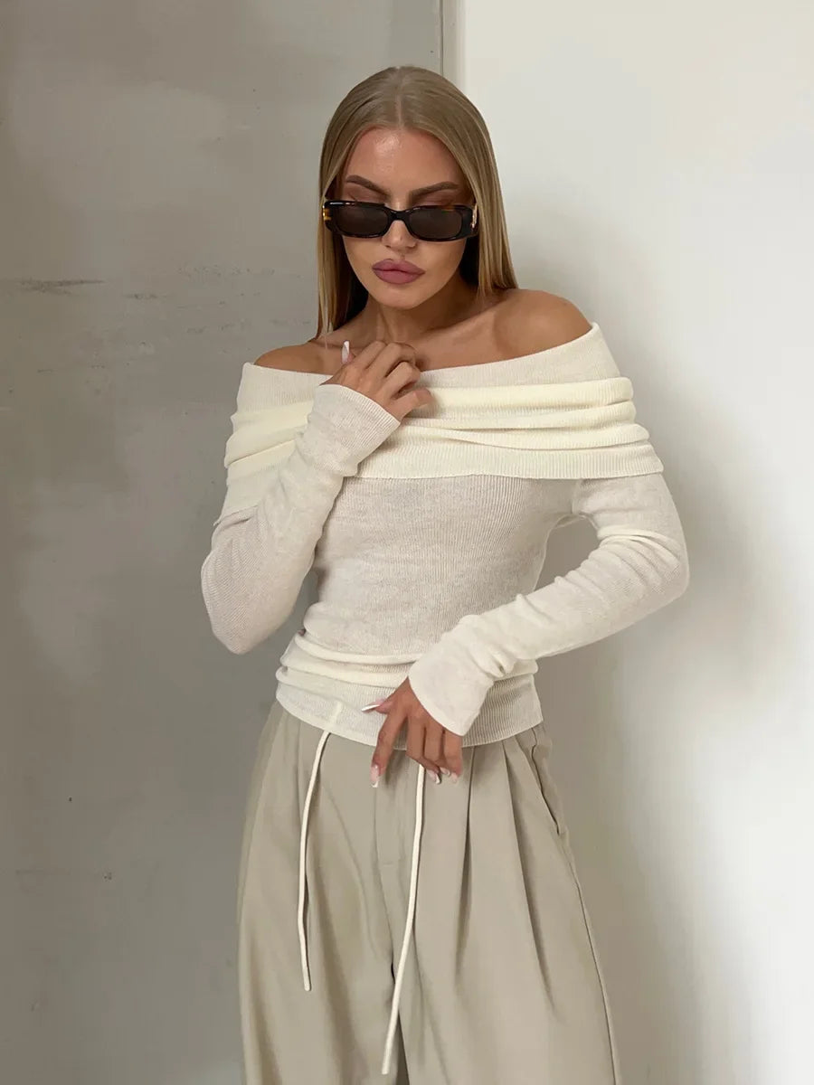 Off-shoulder Gebreide trui - Lilah