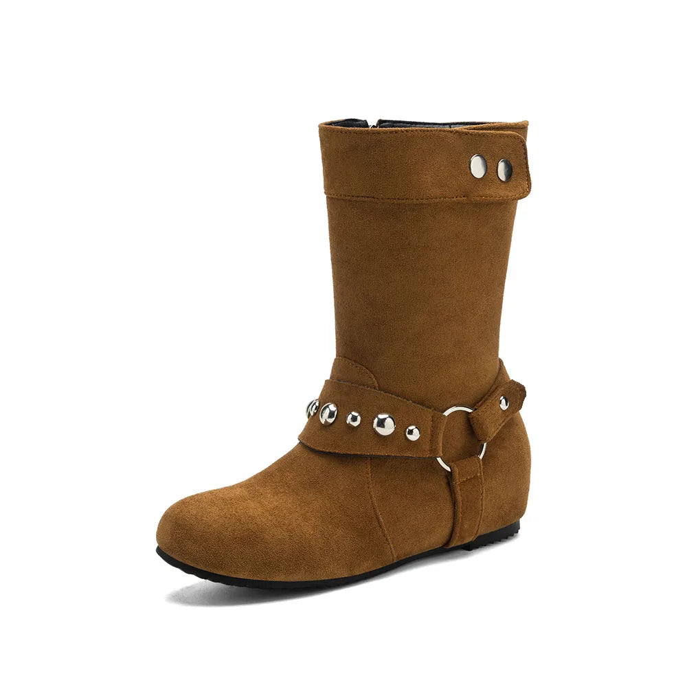 PU-leren lage hak anti-slip dames cowboylaarzen - Kiara