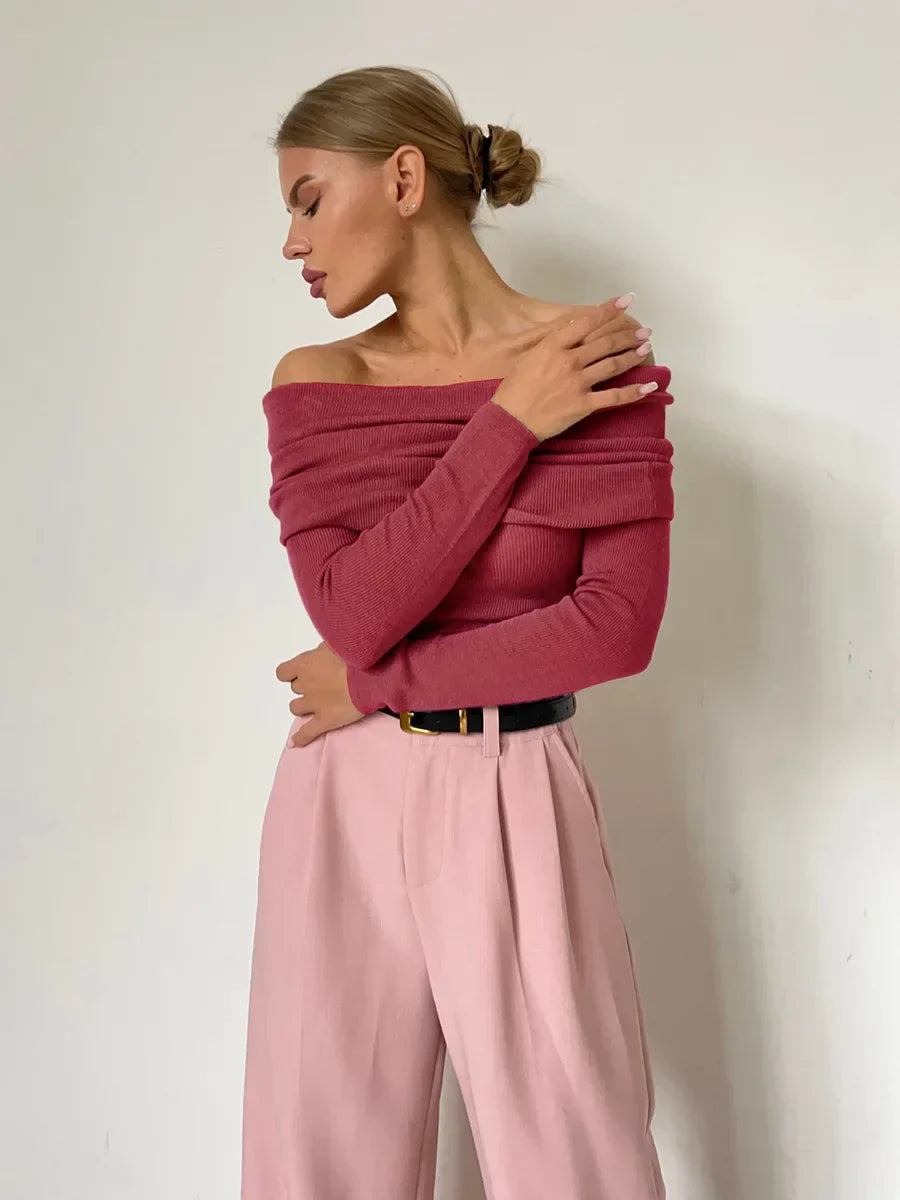 Off-shoulder Gebreide trui - Lilah