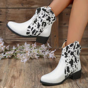 PU-leren lage hak anti-slip dames cowboylaarzen - Lilith