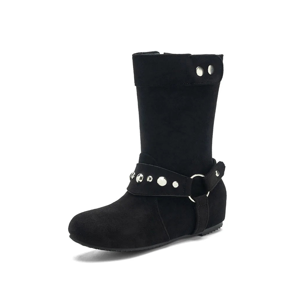 PU-leren lage hak anti-slip dames cowboylaarzen - Kiara