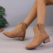 PU-leren lage hak anti-slip dames cowboylaarzen - Lilith