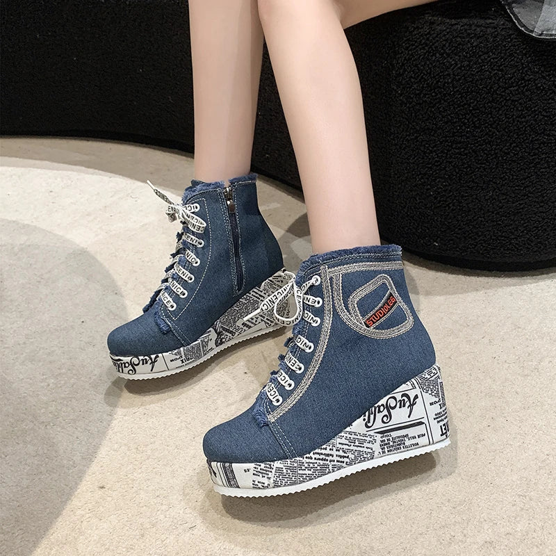 Quirine - Dames denim Orthopedische sneakers