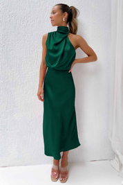 Elegante midi-jurk met asymmetrische ronde halslijn - Claudia