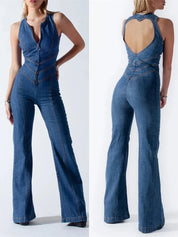 Elaiza - Figuur-benadrukkend denim jumpsuit voor dames