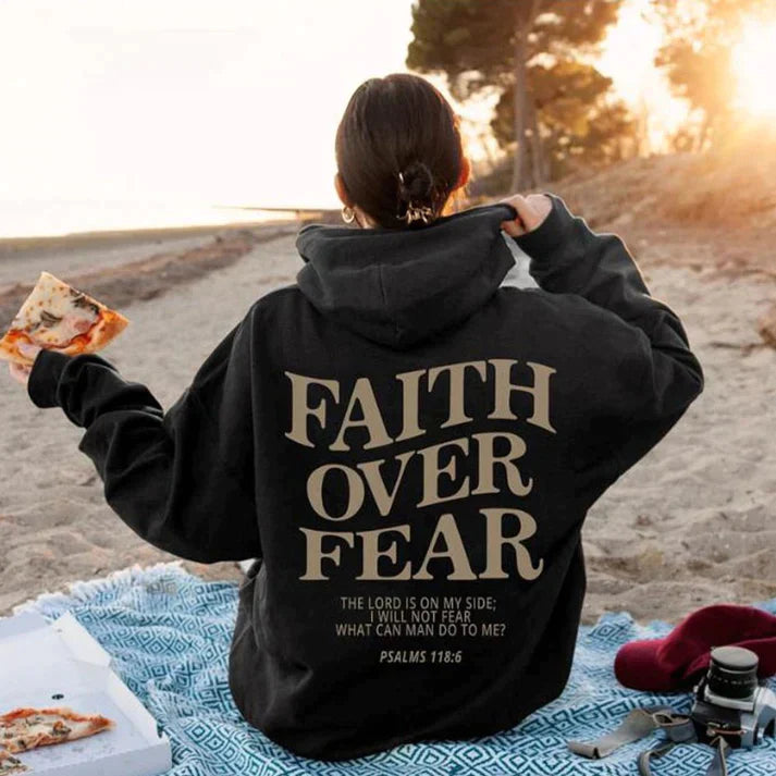 Faith Over Fear Psalmen 118:6 - Grote unisex hoodie