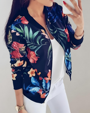 Pauline - Taille lengte jasje met korte mouwen en bloemenprint